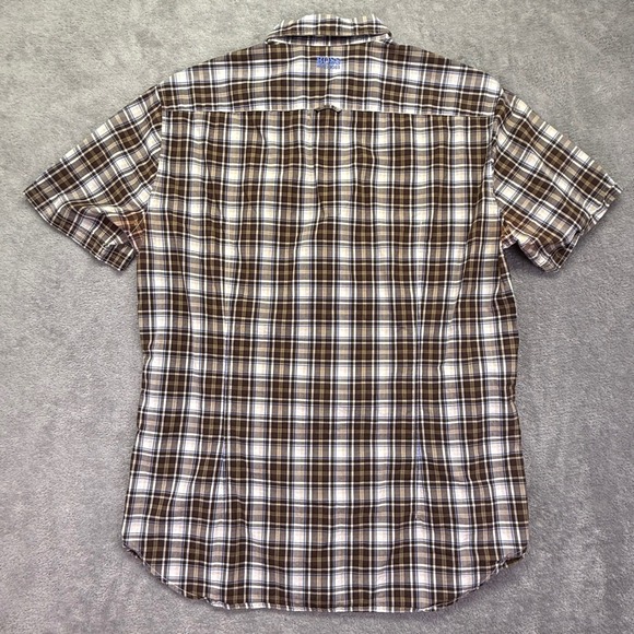 Kids Hugo Boss Plaid Short Sleeve Button Down Shirt Brown Blue Youth L - Picture 6 of 7